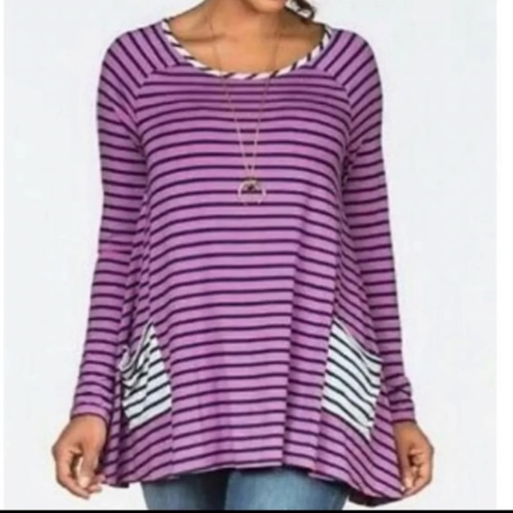 MATILDA JANE | Women’s No Limitations Contrast Stripe Tunic Top size Small